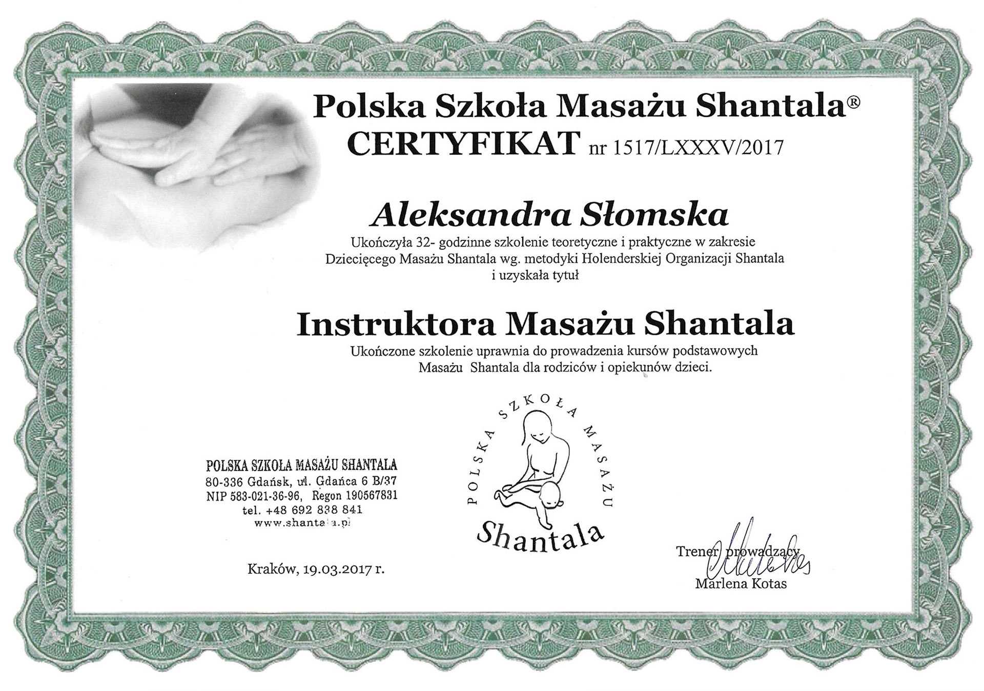 Instruktor Masażu Shantala