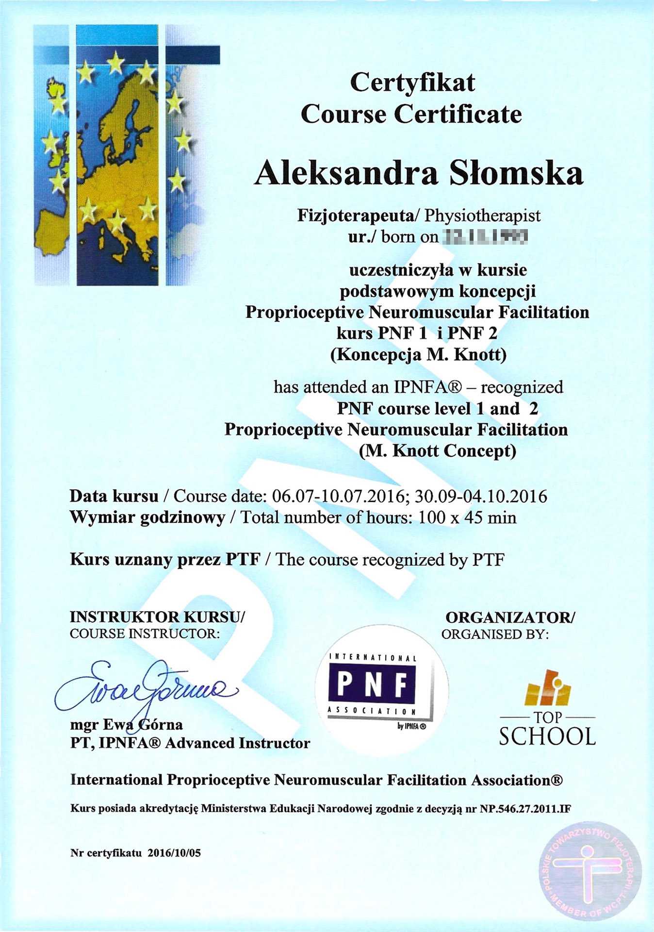 Certyfikat PNF