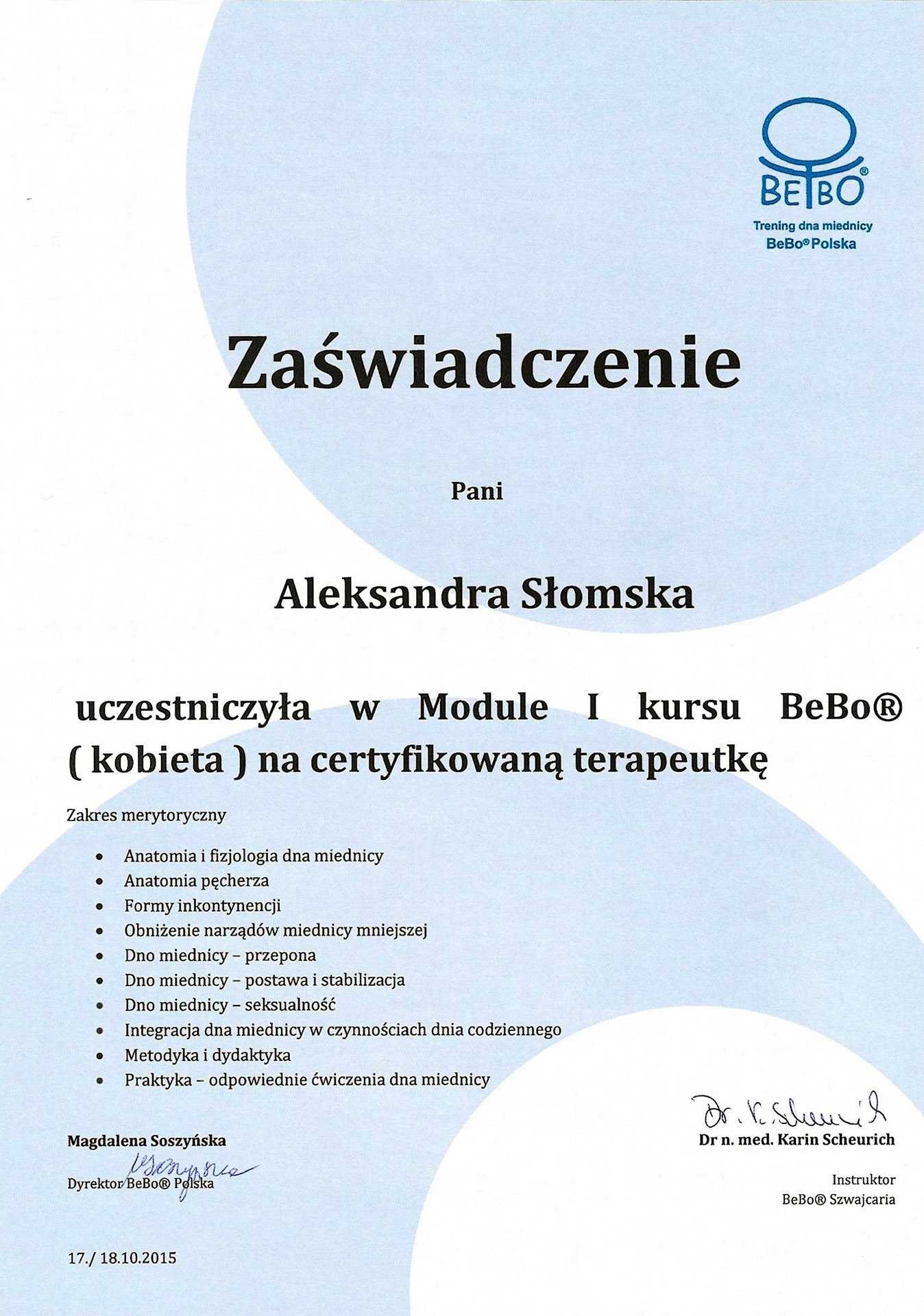 BEBO - Certyfikowana Terapeutka